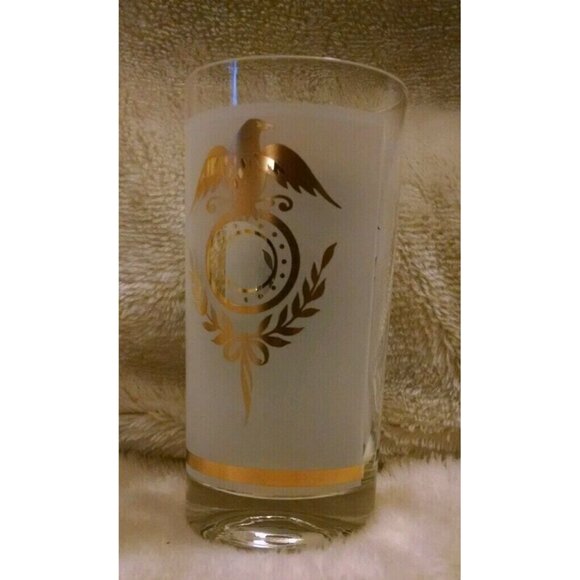 Vintage Frosted Glass Highball With Gold Federal Eagle Design - Picture 6 of 7